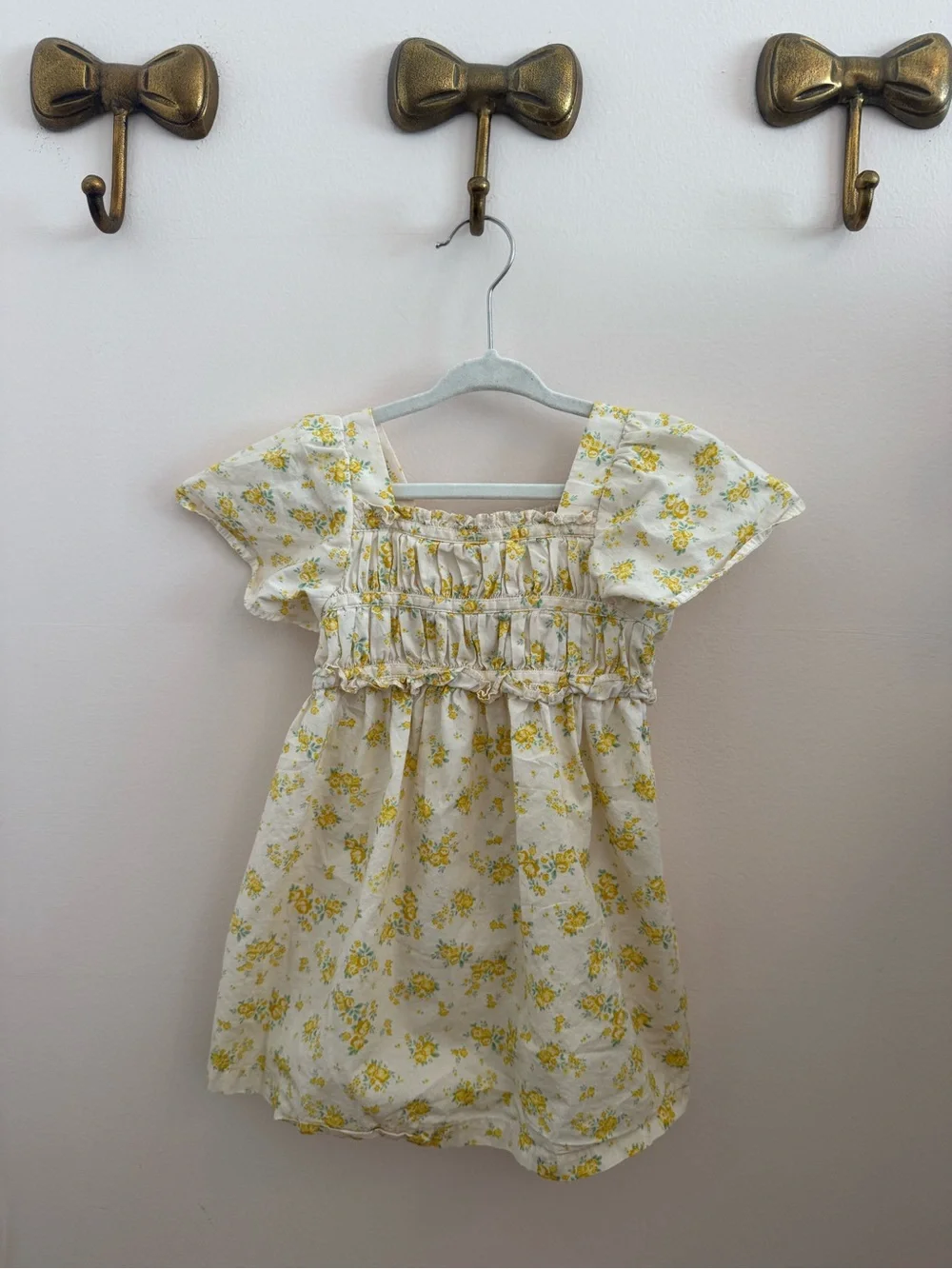 Zara kids Girls Floral Smocked Sundress - Yellow & Cream